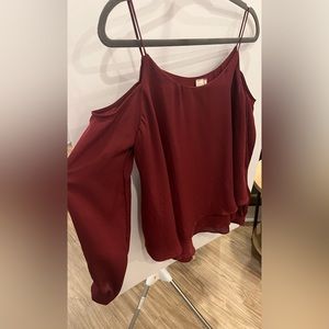 🍷 Maroon Cold Shoulder Blouse